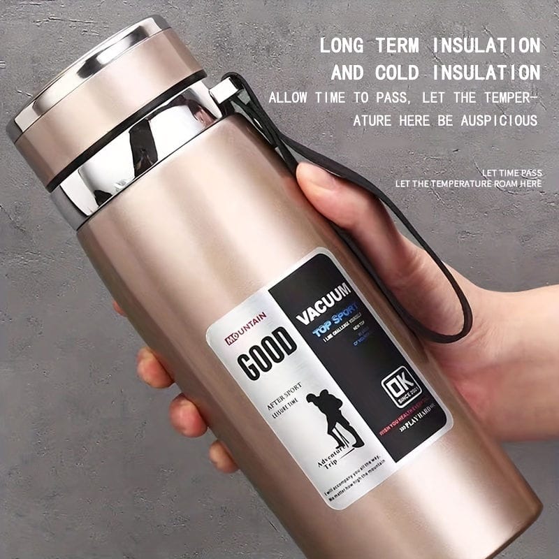 1000ml Large Capacity Stainless Steel Thermos Bottle – Hot & Cold Vacuum Flask Water Bottle (Random color & sticker)