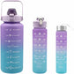 Sports Water Bottles 3 Pcs Set With Leak Proof Flip Top Lid (Random Color)