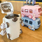 Imported 600ml Bus Water Bottle | Kids Cute Bus Shape | Strap, Sipper & Straw | Leakproof BPA Free (Random Colour)