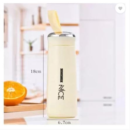BPA Free Glass Water Bottle | 400ml Portable Tumbler | With Protective Plastic Shell | For shool, Gym, Home & Office (Random colour)