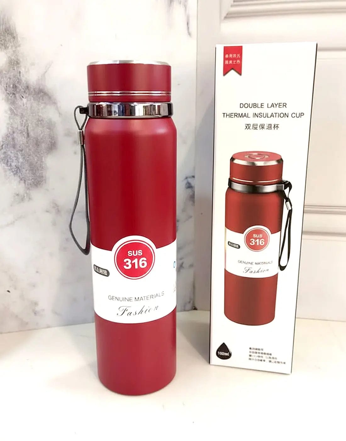 Premium Matte Stainless Steel Water Bottle 1000ml Leak Proof Double Wall Insulated Hot Cold Flask | 1000 ml / Black