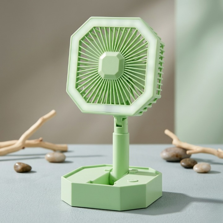 2-in-1 Portable Foldable Rechargeable Fan with LED Night Lamp - Multi-Function Desk Fan & Adjustable Study Light for Home, Office, and Travel
