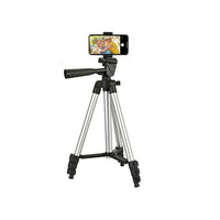 Tripod 3110 Portable Adjustable Aluminium Lightweight Camera Stand Tripod, with 3-Dimensional Head and Quick Release Plate for Video Cameras and Mobile, Black, Silver | 3110