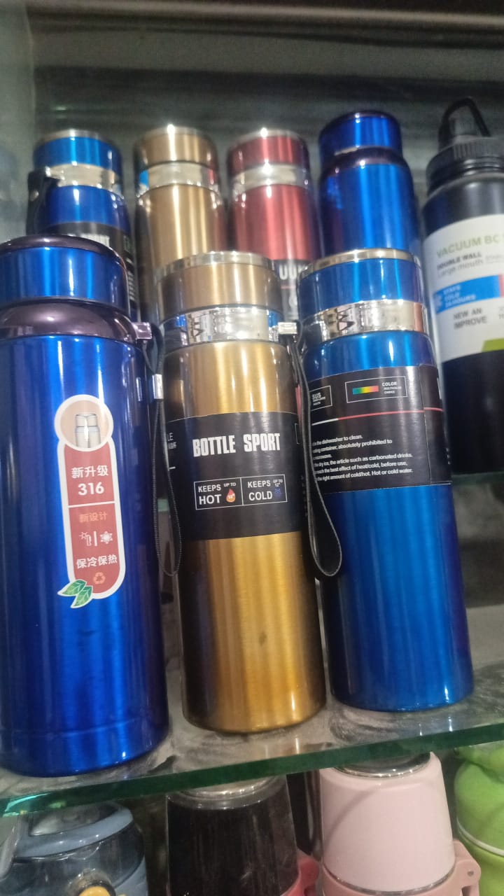 1000ml Large Capacity Stainless Steel Thermos Bottle – Hot & Cold Vacuum Flask Water Bottle (Random color & sticker)